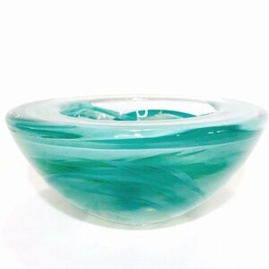 Vintage Kosta Boda Turquoise Blue Atoll Geode Bowl Votive Anna Ehrner, set of 2